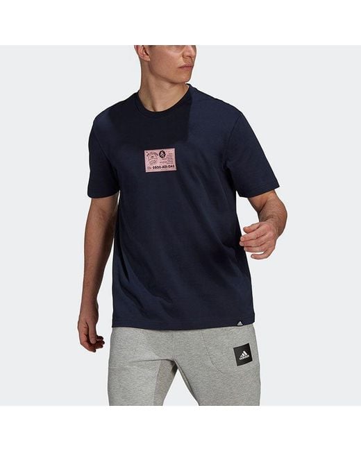 Adidas Blue Psychic Coach Graphic Tee for men