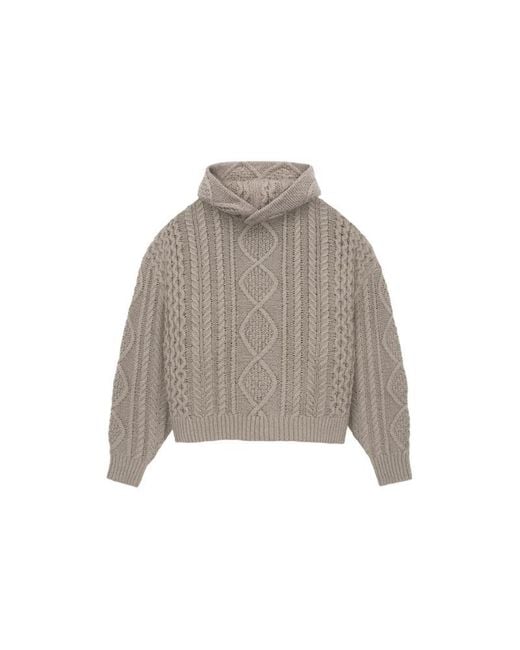 Fear Of God Gray Fw23 Cable Knit Hoodie 'Core Heather' for men