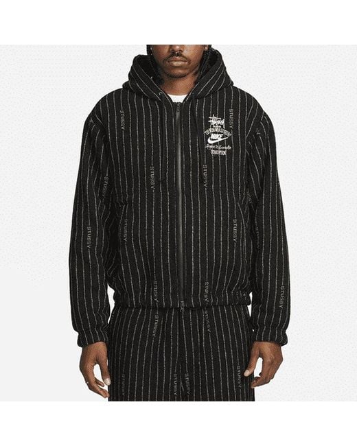 Nike X Stussy Stripe Wool Jacket 'Antique' in Black for Men | Lyst UK