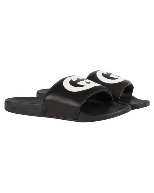 Gucci Black (Wmns) Interlock Double G Soft Sole Cozy Flat Heel Fashion Sandals