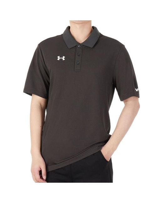 Under Armour Black Casual Sports Lapel Training Breathable Short Sleeve Polo Shirt for men