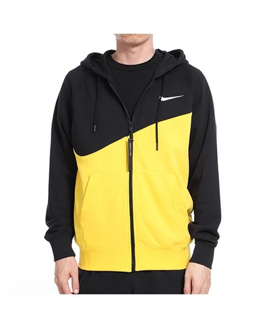 Nike Yellow Colorblock Knit Hooded Jacket for men