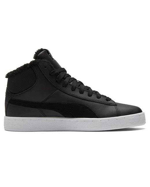 PUMA Black 1948 Mid Lfur Mid-Top Fleece Lined Casual Skate Shoes