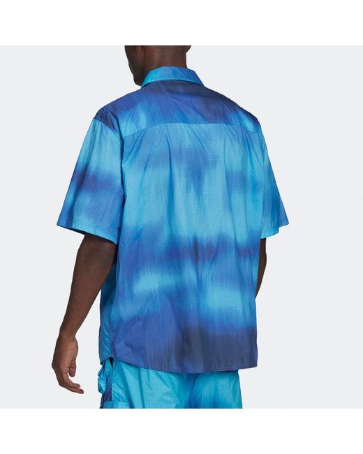 Adidas Blue Gradient Pocket Sports Short Sleeve Shirt for men