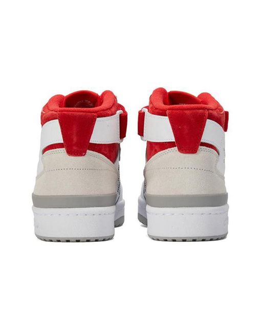 Adidas White Forum Mid Scarlet' for men