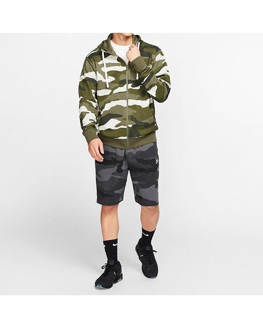 Nike Green Camouflage Street Style Long Sleeves Hoodies for men