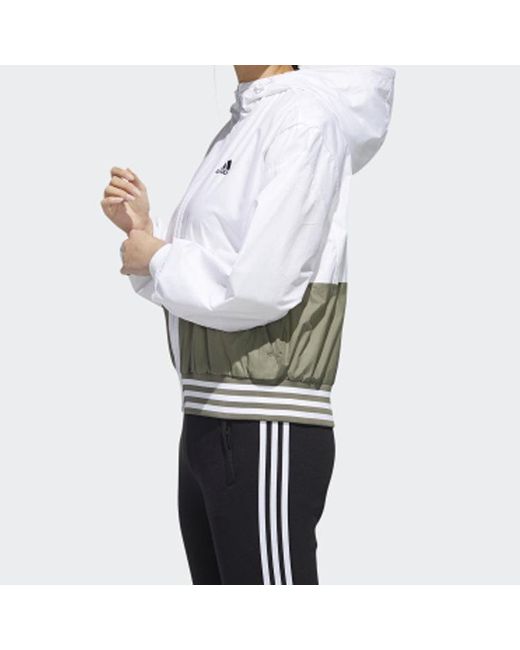 Adidas Gray Mh Fem Wb Hooded Splicing Woven Windproof Jacket