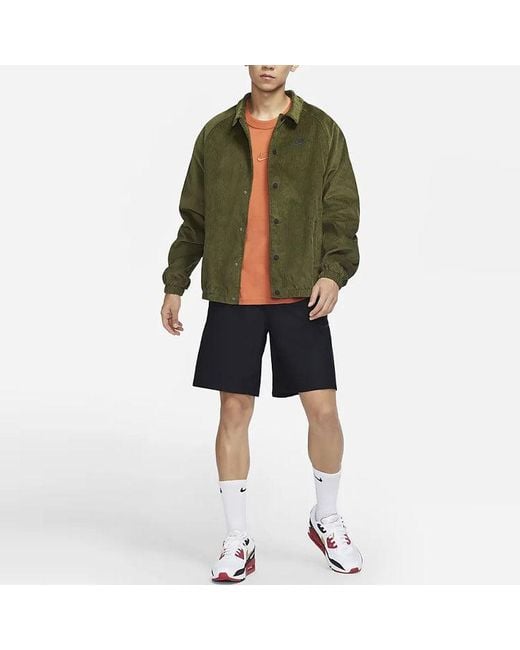 Nike Green Stack Logo Casual Corduroy Jacket Autumn for men