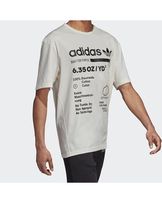 Adidas White Originals Alphabet Printing Round Neck Short Sleeve for men