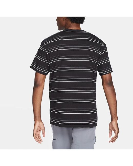 Nike Black Sportswear Embroidered Logo Stripe Loose Knit Sports Short Sleeve for men