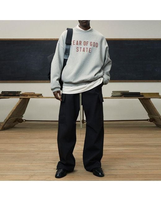 Fear Of God Gray Fleece Crewneck 'Dark Heather' for men