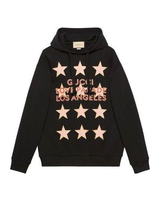 Gucci Black (Wmns) Logo Love Parade Cotton Hoodie