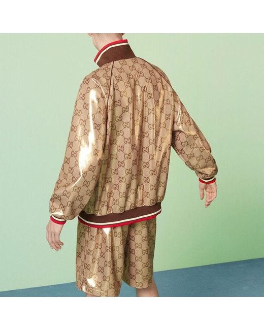 Gucci Brown Gg Technical Jersey Zip Jacket for men