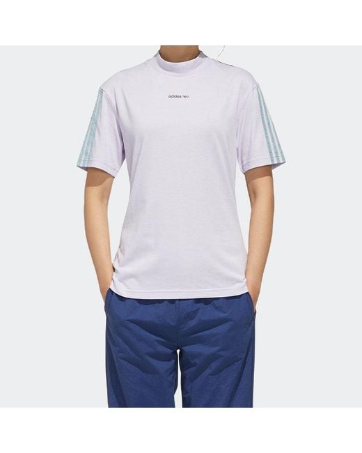 Adidas Purple (Wmns) Neo Athleisure Casual Sports Small Stand Collar Short Sleeve