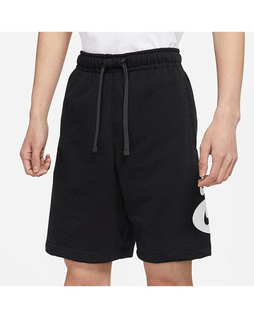 Nike Black Sportswear Contrasting Colors Logo Loose Lacing Casual Shorts for men