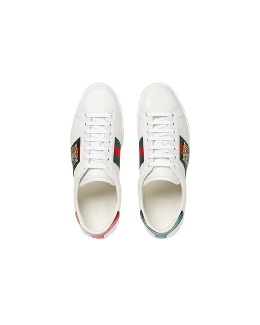 Gucci White Ace Embroidered 'Tiger' for men