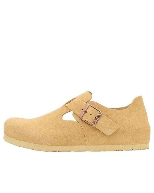 Birkenstock Natural London Suede Leather Narrow Fit Shoes 'Latte Cream' for men