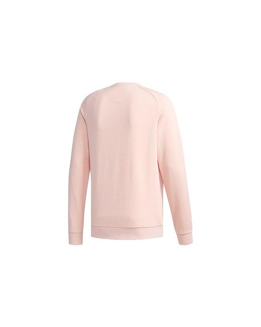 Adidas Pink Neo Logo Printing Round Neck Pullover Long Sleeves for men