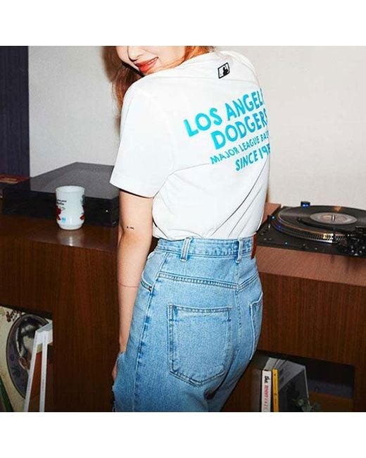 MLB White La Dodgers Los Angeles Dodgers Basic Printing Short Sleeve