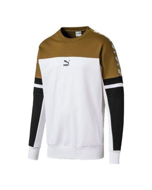 PUMA White Logo Printing Colorblock Round Neck for men