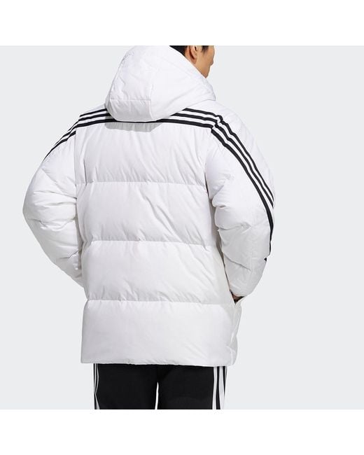 Adidas White 3St Puffy Dwn J Casual Sports Stay Warm Hooded Down Jacket for men