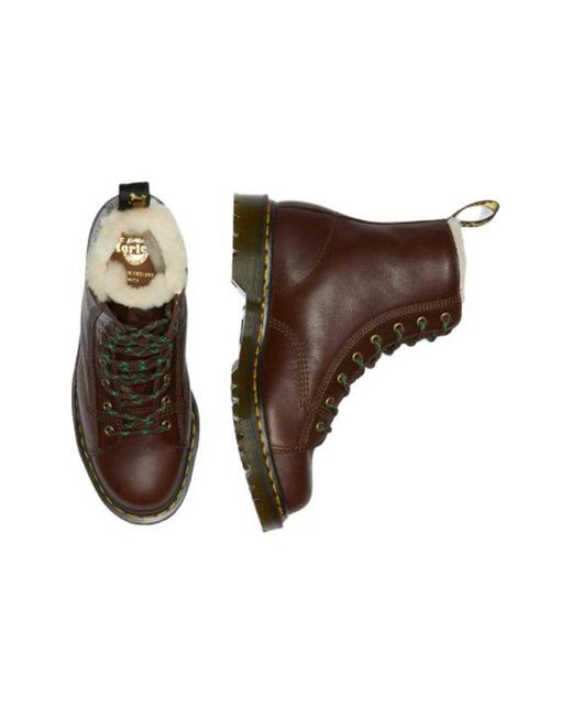 Dr. Martens Brown Barton Shearling Lined Leather Ankle Boots