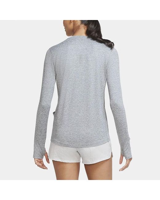 Nike Gray (Wmns) Running Sports Round Neck Quick Dry Long Sleeves T-Shirt