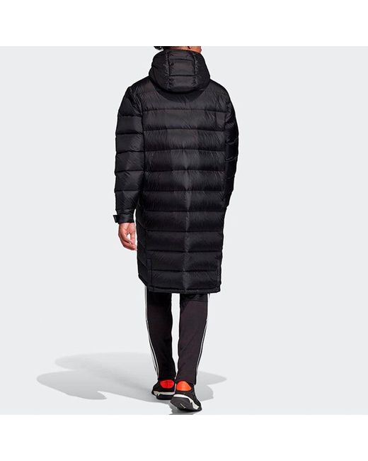 Adidas Black Stay Warm Solid Color Soccer/Football Hooded Down Jacket for men