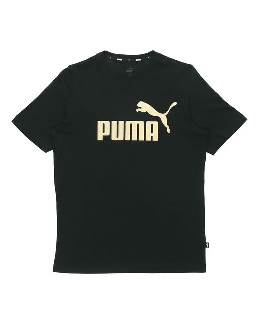 PUMA Essentials Metallic Logo T Shirt in Black for Men Lyst UK