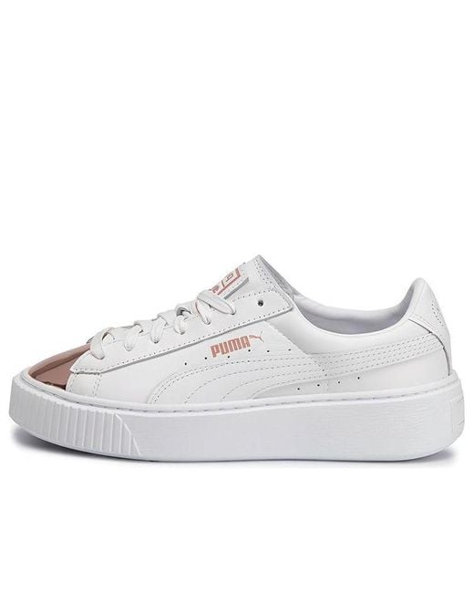 PUMA White (Wmns) Basket Platform Metallic Rose'