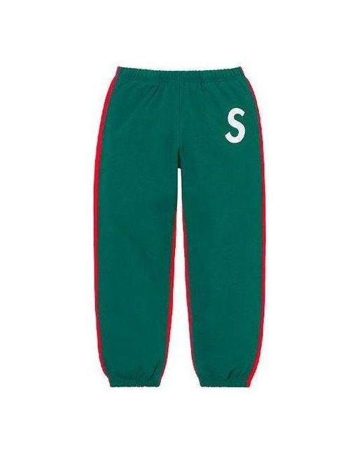 Supreme Green S Logo Split Sweatpants for men