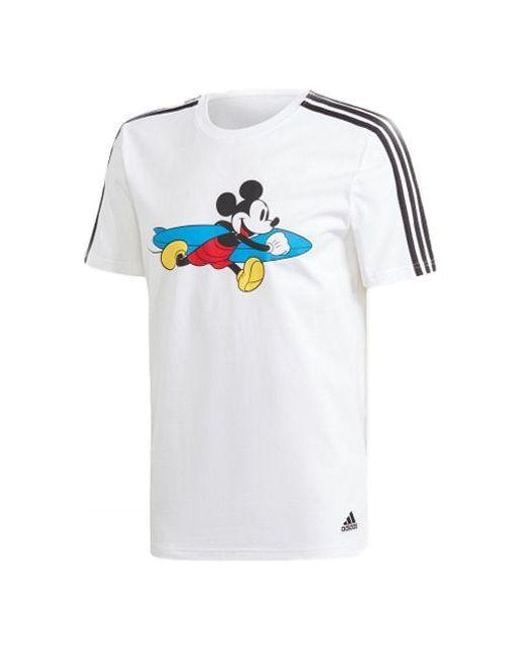 Adidas White Originals X Disney 3-Stripe Tshirt 'Mickey Mouse' for men