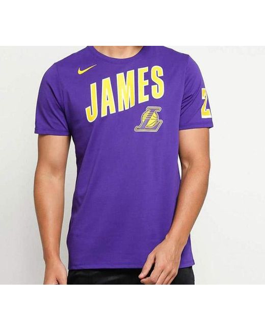 Nike Purple Nba Los Angeles Lakers Lebron James Sports Short Sleeve for men