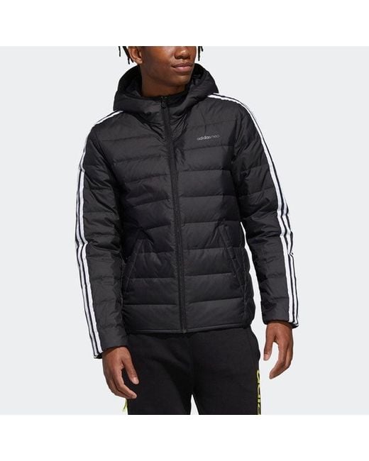 Adidas Blue Neo Windproof Stay Warm Casual Hooded Zipper Down Jacket for men