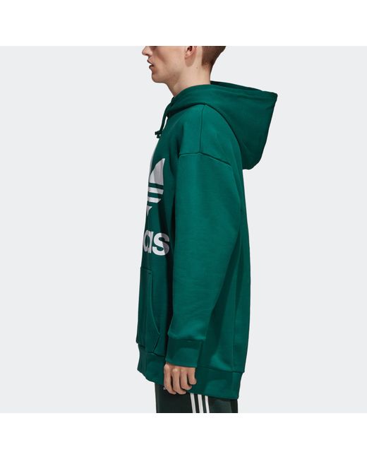 Adidas Green Originals Tref Over Hood Casual Sports Solid Color Pullover for men