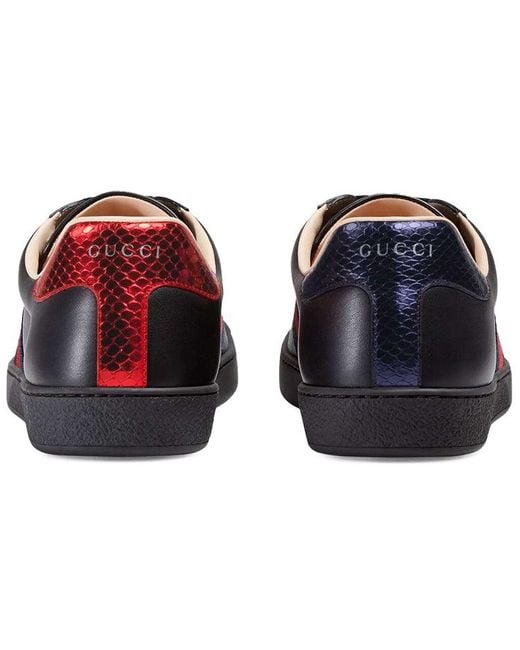 Gucci Black Ace Embroidered Bee Leather Sneaker for men