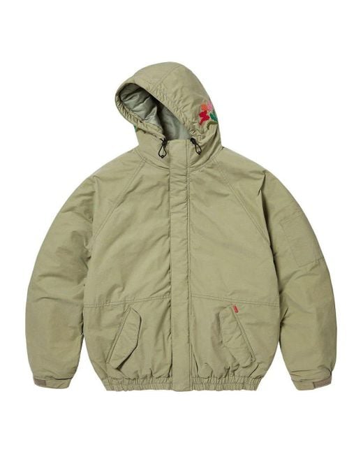 Supreme Green Needlepoint Hooded Jacket for men