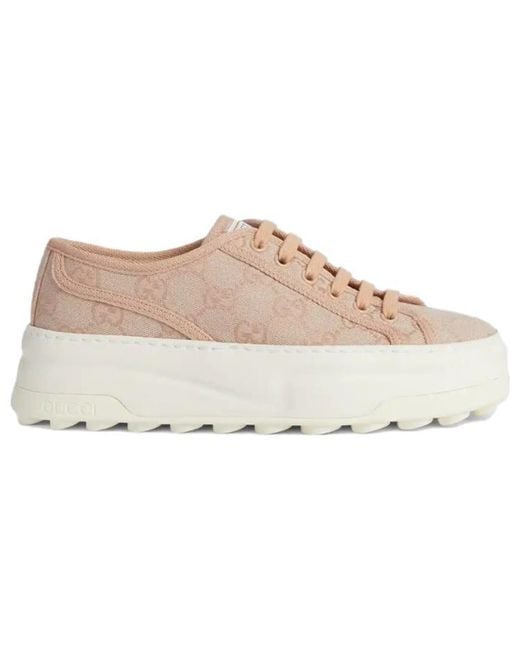 Gucci Pink (Wmns) Gg Leather Sneakers 'Neutral'