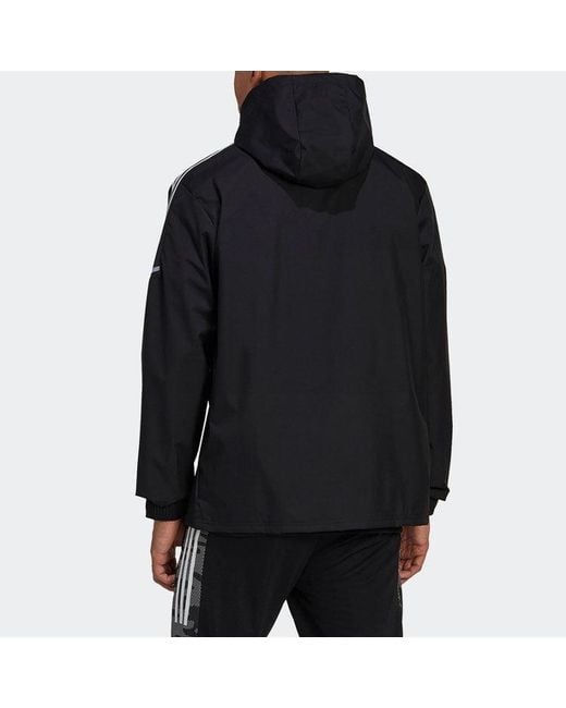 Adidas Black Con21 Aw Jkt Soccer/Football Sports Hooded Jacket for men