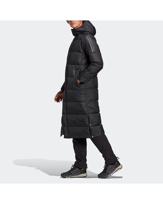 Adidas Black Windproof Stay Warm Hooded Mid-Length Down Jacket for men
