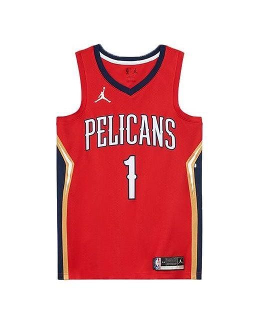 Nike Red Nba Zion Williamson New Orleans Pelicans 2020/21 Fan Edition Jersey #1 for men