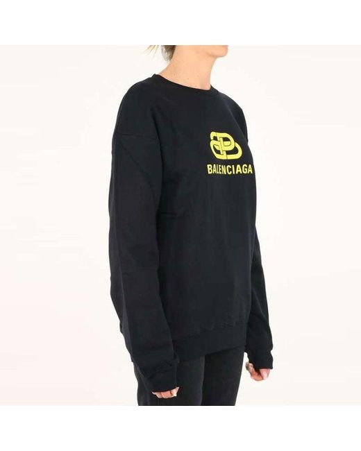 Balenciaga Blue (Wmns) Ss21 Logo Loose Swea Round-Neck Long Sleeve