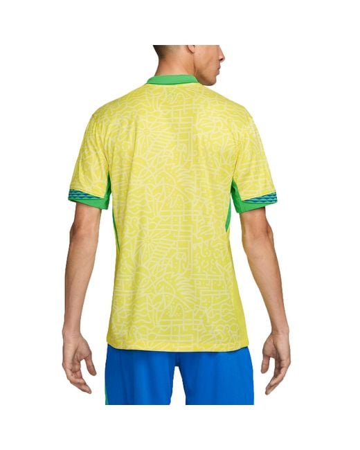 Nike Yellow Dri-Fit Soccer Brazil 2024 Stadium Home Replica Jersey for men
