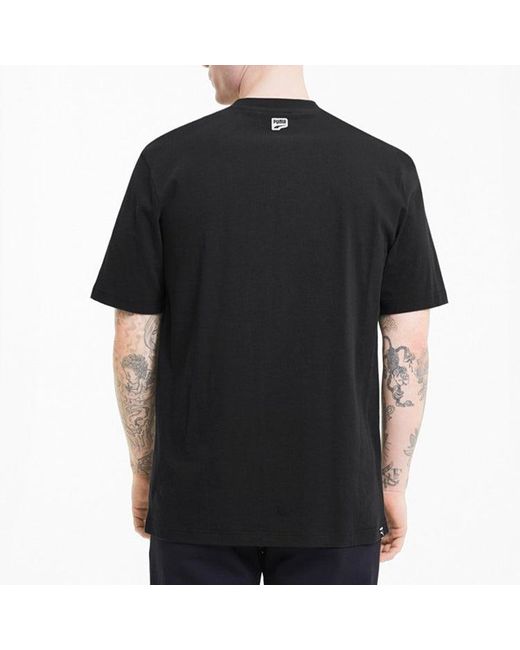 PUMA Black Downtown Printing Casual Short Sleeve for men