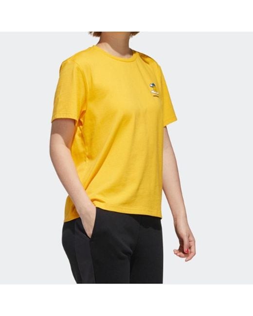 Adidas Yellow (Wmns) Neo Gdtm Bf Tee Crossover Sports Short Sleeve