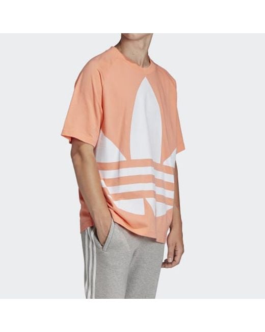 Adidas Orange Originals Big Trefoil Boxy Tee Large Logo Printing for men