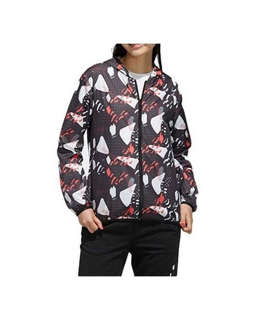 Adidas Black (Wmns) Neo Printing Hooded Jacket