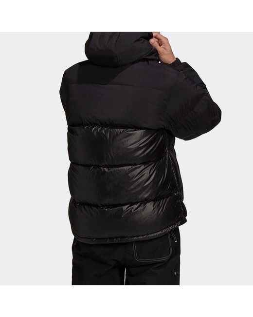 Adidas Black Originals Down Regen Puff Stay Warm Splicing Sports Hooded Down Jacket for men