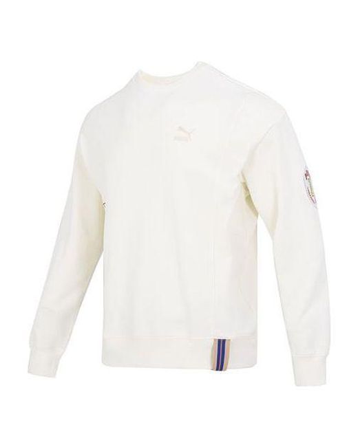PUMA White Team Badge Crew Sweater for men