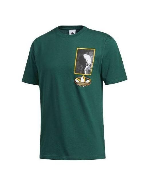Adidas Green Originals Streetball Mult Printing Basketball Sports Round Neck Short Sleeve for men